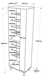 Scarpiera A Colonna Multiripiano 57x36x185 Cm 1 Anta Con Piedini Argo Bianco E Rovere - LBSIGN