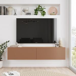 Mobile TV Sospeso 140x32x30 Effetto Legno Rovere E Rosso Frame - LBSIGN