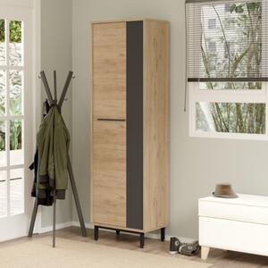 Scarpiera A Colonna Multiripiano 57x36x185 Cm 1 Anta Con Piedini Argo Rovere E Antracite