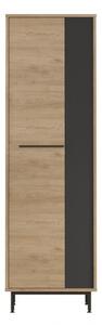 Scarpiera A Colonna Multiripiano 57x36x185 Cm 1 Anta Con Piedini Argo Rovere E Antracite