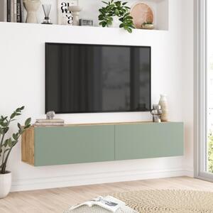 Mobile TV Sospeso 140x32x30 Effetto Legno Rovere E Verde Frame - LBSIGN