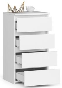 Cassettiera Moderna 40x35x74 Cm 4 Cassetti Bianco Opaco Artika