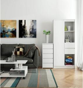 Cassettiera Moderna 40x35x92 Cm 5 Cassetti Bianco Opaco Artika