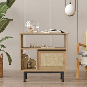 Tavolino Laterale Per Divano Da Salotto Multiuso 60x25x60 Ocean Rafia