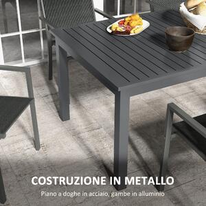 Outsunny Tavolo da Esterno per 8-10 Persone Allungabile da 180/240cm in Acciaio e Alluminio, Grigio Scuro