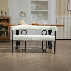 Divano doppio, schienale arrotondato in Chenille, design moderno, Beige