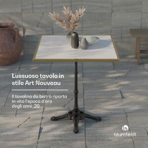 Blumfeldt Patras Lux - Tavolino da bistro, piano in marmo, 60 x 60 cm, base d'appoggio in ghisa