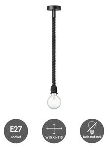 Lampadario a sospensione con filo LEONARDO ROPE 1xE27/10W/230V nero