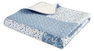 Copriletto trapuntato in cotone blu 220x230 cm Floral Patchwork - Bianca