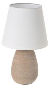 Lampada da tavolo in ceramica marrone con paralume in tessuto (altezza 27,5 cm) - Casa Selección