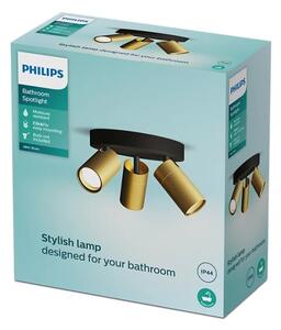 Philips - Luce Spot da bagno IDRIS 3xGU10/5W/230V IP44 nero/oro