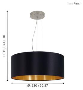 Eglo 31605 - Lampadario a sospensione con filo MASERLO 3xE27/60W/230V