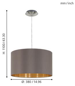 Eglo 55269 - Lampadario a sospensione con filo MASERLO 1xE27/60W/230V marrone