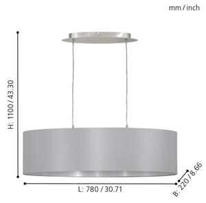 Eglo 31612 - Lampadario a sospensione con filo MASERLO 2xE27/60W/230V