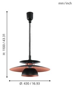 Eglo 31666 - Lampadario regolabile BRENDA 1xE27/60W/230V