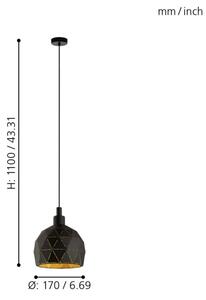 Eglo 33345 - Lampadario a sospensione con filo ROCCAFORTE 1xE14/40W/230V