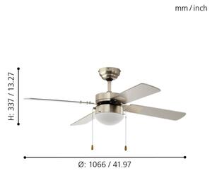 Eglo 35041 - Ventilatore da soffitto GELSINA 1xE14/60W/230V