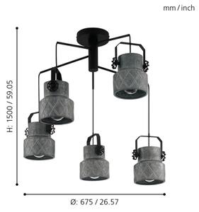 Eglo 39856 - Lampadario da soffitto HILCOTT a montaggio superficiale, 5xE27/40W/230V