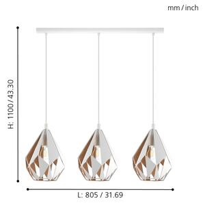 Eglo 43002 - Lampadario a sospensione con filo CARLTON 3xE27/60W/230V