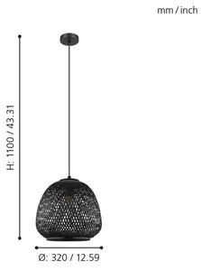 Eglo 43265 - Lampadario a sospensione con filo DEMBLEBY 1 1xE27/40W/230V