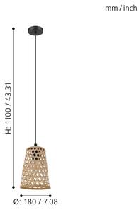 Eglo 43252 - Lampadario a sospensione con filo CLAVERDON 1xE27/40W/230V diametro 180mm