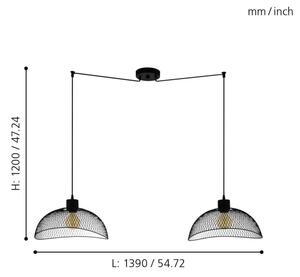 Eglo 43306 - Lampadario a sospensione con filo POMPEYA 2xE27/60W/230V ragno