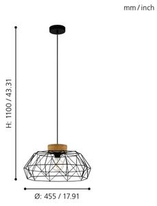 Eglo 44089 - Lampadario a sospensione su cavo PADSTOW 1xE27/60W/230V