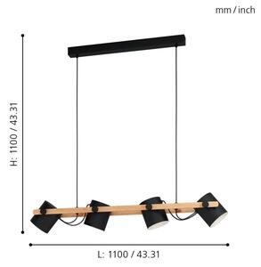 Eglo 43424 - Lampadario su fune HORNWOOD 4xE27/28W/230V