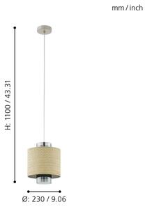 Eglo 43393 - Lampadario a sospensione con filo MEDIOUNA 1xE27/40W/230V
