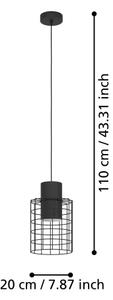 Eglo 43625 - Lampadario su corda MILLIGAN 1xE27/40W/230V d. 20 cm nero
