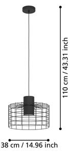 Eglo 43627 - Lampadario su corda MILLIGAN 1xE27/40W/230V d. 38 cm nero