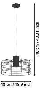 Eglo 43628 - Lampadario su corda MILLIGAN 1xE27/40W/230V d. 48 cm nero