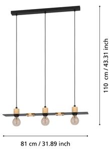 Eglo 43752 - Lampadario a sospensione con filo BRAMERTON 3xE27/40W/230V