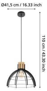 Eglo 43769 - Lampadario a sospensione con filo STILLINGTON 1xE27/40W/230V nero