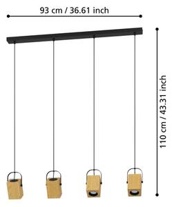 Eglo 43748 - Lampadario LED a sospensione con filo AYLES 4xGU10/3W/230V