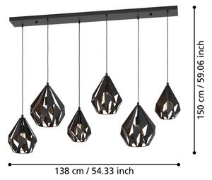 Eglo 43846 - Lampadario a sospensione con filo CARLTON 6xE27/40W/230V