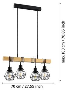 Eglo 44075 - Lampadario sospeso a cavo TOWNSHEND 4xE27/60W/230V