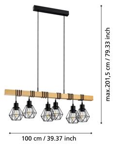 Eglo 44076 - Lampadario a cavo TOWNSHEND 6xE27/60W/230V
