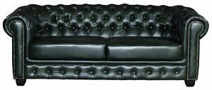 Divano Chesterfield a 3 posti 100% pelle di bufalo Verde imperiale - BRENTON