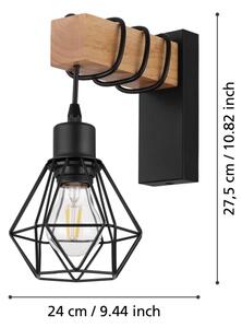 Eglo 44078 - Lampada da parete TOWNSHEND 1xE27/60W/230V