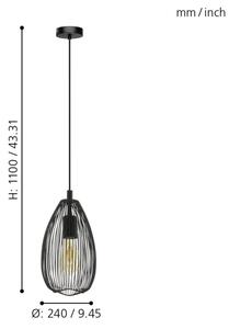 Eglo 49141 - Lampadario a sospensione con filo CLEVEDON 1xE27/60W/230V