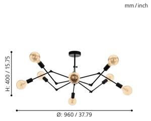 Eglo 49037 - Lampadario a sospensione con supporto rigido EXMOOR 8xE27/60W/230V