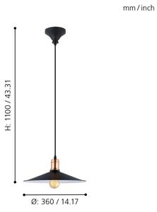 Eglo 49452 - Lampadario BRIDPORT 1xE27/60W/230V