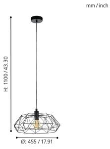 Eglo 49487 - Lampadario CARLTON 2 1xE27/60W/230V