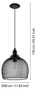 Eglo 49736 - Lampada a sospensione STRAITON 1xE27/60W