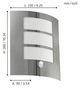 EGLO 88142 - Applique da esterno con sensore CITY 1xE27/15W
