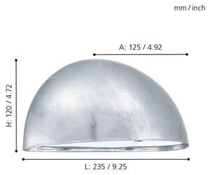 EGLO 90867 - Applique da esterno LEPUS 1xE27/40W acciaio galvanico