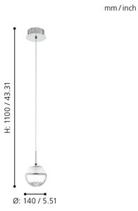 Eglo 93708 - Lampada a sospensione LED MONTEFIO 1 LED/5W/230V
