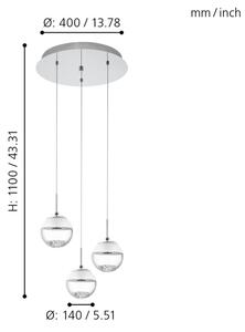 Eglo 93709 - Lampadario LED MONTEFIO 1 3xLED/5W/230V