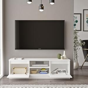 Mobile Porta TV Da Terra 120x40x37 Bianco Con Vani Portaoggetti Silva